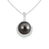 Angara 9mm Tahitian Pearl Crescent Pendant In White Gold/black