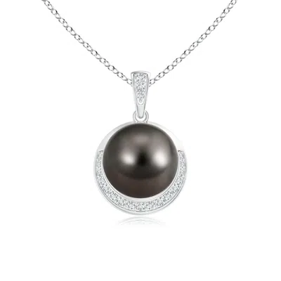Angara 9mm Tahitian Pearl Crescent Pendant In Metallic