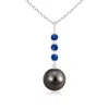 Angara 9mm Tahitian Pearl Drop Pendant With Sapphires In White Gold/black