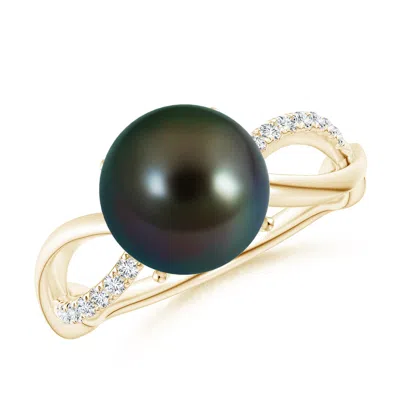 Angara 9mm Tahitian Pearl Infinity Ring In Black