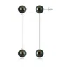 Angara 9mm Tahitian Pearl Long Chain Drop Earrings In White Gold/peacock