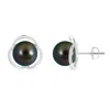 Angara 9mm Tahitian Pearl Love Knot Studs In White Gold/peacock