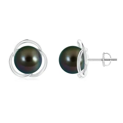 Angara 9mm Tahitian Pearl Love Knot Studs In Metallic