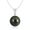 Angara 9mm Tahitian Pearl Pendant With Ornate Bale In White Gold/peacock