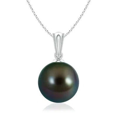Angara 9mm Tahitian Pearl Pendant With Ornate Bale In Black