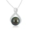 Angara 9mm Tahitian Pearl Swirl Ribbon Pendant With Diamonds In White Gold/peacock