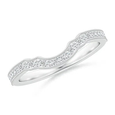 Angara Aeon Vintage Inspired Diamond Contour Wedding Ring With Milgrain In Metallic