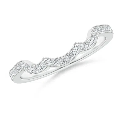 Angara Aeon Vintage Inspired Diamond Contoured Wedding Ring With Milgrain In White