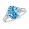 Angara Aeon Vintage Inspired Oval Lab-grown Fancy Intense Blue Diamond Solitaire Engagement Ring With Milgr In White Gold/fancy Intense