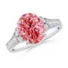 Angara Aeon Vintage Inspired Oval Lab-grown Fancy Intense Pink Diamond Solitaire Engagement Ring With Milgr In White Gold/fancy Intense