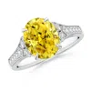 Angara Aeon Vintage Inspired Oval Lab-grown Fancy Intense Yellow Diamond Solitaire Engagement Ring With Mil In White Gold/fancy Intense