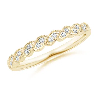 Angara Aeon Vintage Style Diamond Twisted Half Eternity Milgrain Wedding Ring In Gold