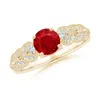 Angara Aeon Vintage Style Ruby Solitaire Engagement Ring With Milgrain In Yellow Gold/medium Red