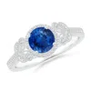 Angara Aeon Vintage Style Sapphire Halo Leaf & Vine Engagement Ring With Milgrain In White Gold/medium To Rich Blue