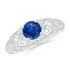 Angara Aeon Vintage Style Solitaire Sapphire Filigree Engagement Ring In White Gold/medium To Rich Blue