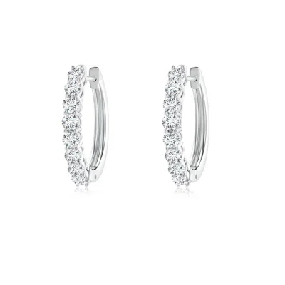 Angara Airline-set Diamond Hinged Hoop Earrings In Metallic
