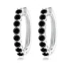 Angara Airline-set Enhanced Black Diamond Hinged Hoop Earrings In White Gold/black