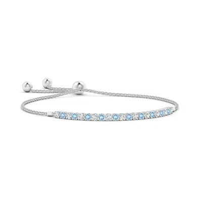 Angara Alternate Aquamarine And Diamond Tennis Bolo Bracelet In Blue