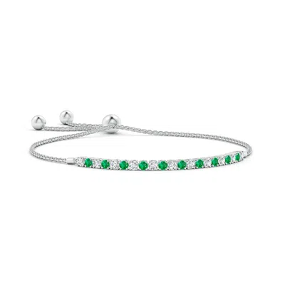 Angara Alternate Emerald And Diamond Tennis Bolo Bracelet In Green