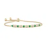 Angara Alternate Emerald And Diamond Xo Bolo Bracelet In Yellow Gold/rich Medium Green
