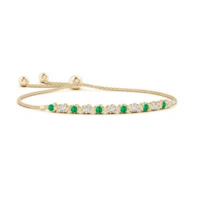 Angara Alternate Emerald And Diamond Xo Bolo Bracelet In Gold