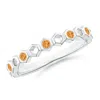 Angara Hexagonal Alternate Citrine Eternity Ring In White Gold/golden