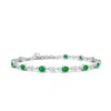 Angara Alternating Oval Emerald And Round Diamond Tennis Bracelet In White Gold/rich Medium Green