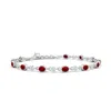 Angara Alternating Oval Ruby And Round Diamond Tennis Bracelet In White Gold/deep Rich Red