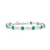 Angara Alternating Round Emerald And Diamond Tennis Bracelet In White Gold/rich Medium Green