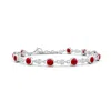 Angara Alternating Round Ruby And Diamond Tennis Bracelet In White Gold/medium Red