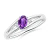 Angara Amethyst And Diamond Split Shank Ring In White Gold/medium Dark Purple