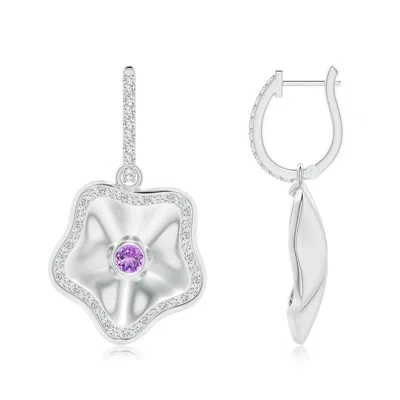 Angara Amethyst Aquarius Floral Drop Earrings In Metallic