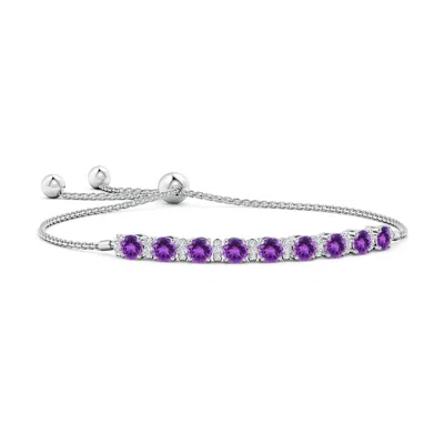 Angara Amethyst Bolo Bracelet With Diamond Accents In Metallic