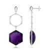 Angara Amethyst Hexagon Stone Earrings In White Gold