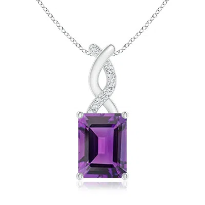 Angara Amethyst Pendant With Diamond Entwined Bale In Metallic