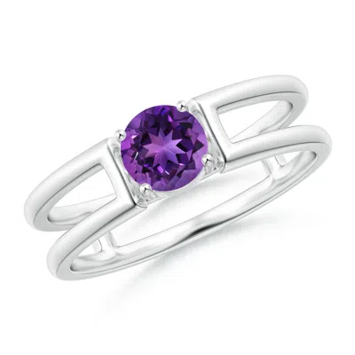 Angara Amethyst Solitaire Parallel Split Shank Ring In Purple