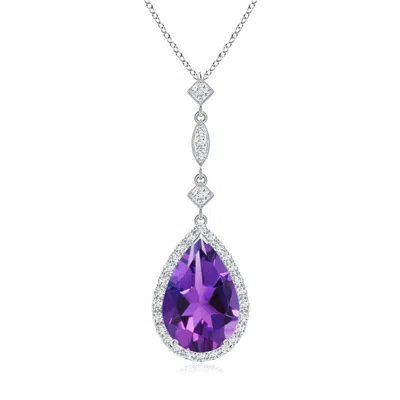 Angara Amethyst Teardrop Pendant With Diamond Accents In Purple