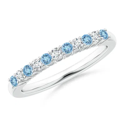 Angara Aquamarine And Diamond Half Eternity Wedding Ring In Blue