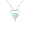 Angara Aquamarine And Diamond Open Heart Pendant In White Gold/light Swiss Blue