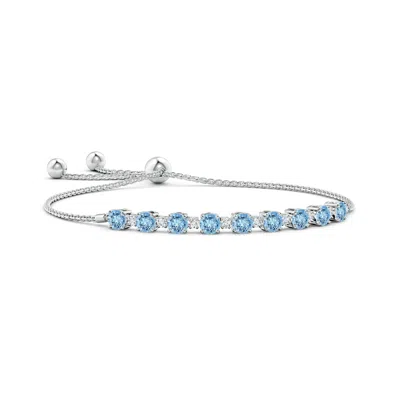 Angara Aquamarine And Diamond Tennis Bolo Bracelet In Green