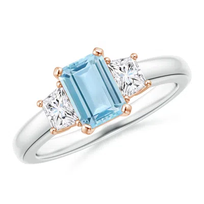 Angara Aquamarine And Diamond Three Stone Ring
