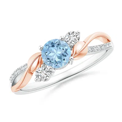 Angara Aquamarine And Diamond Twisted Vine Engagement Ring In Gold