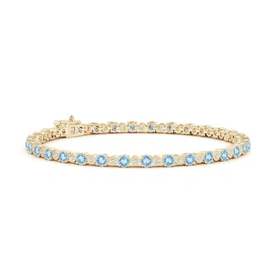 Angara Aquamarine And Illusion Diamond Tennis Bracelet In Gold