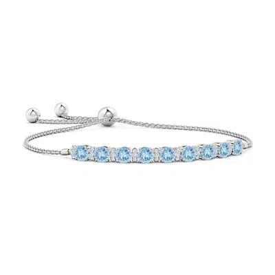 Angara Aquamarine Bolo Bracelet With Diamond Accents In Metallic