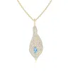 Angara Aquamarine Calla Lily Pendant Necklace With Diamond Accents In Yellow Gold/light Swiss Blue