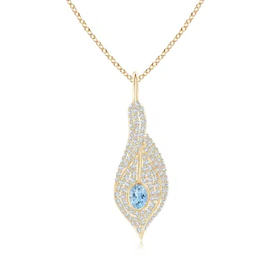 Angara Aquamarine Calla Lily Pendant Necklace With Diamond Accents In Gold