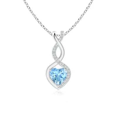 Angara Aquamarine Infinity Heart Pendant With Diamonds In Metallic