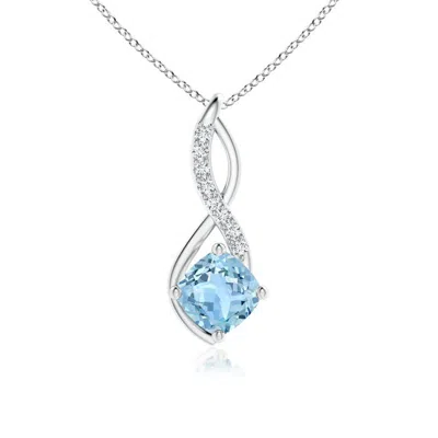 Angara Aquamarine Infinity Pendant With Diamond Accents In Metallic
