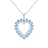 Angara Aquamarine Open Heart V-bale Pendant In Platinum/swiss Blue