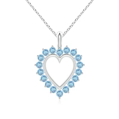 Angara Aquamarine Open Heart V-bale Pendant In Metallic